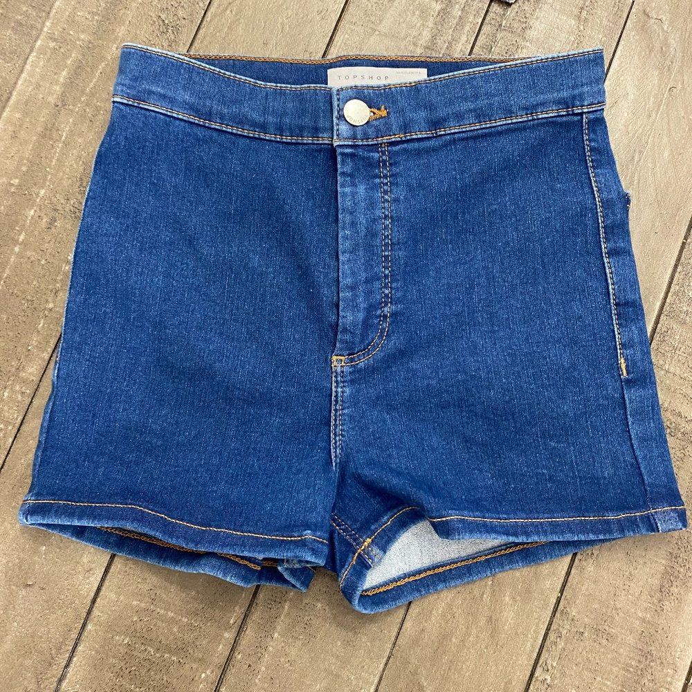 Topshop shorts blue denim joni high rise